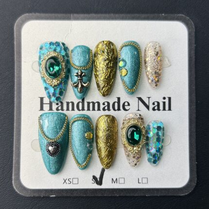 Jade Green Cat-Eye Ready-to-Wear Nail Tips(A-C-09)