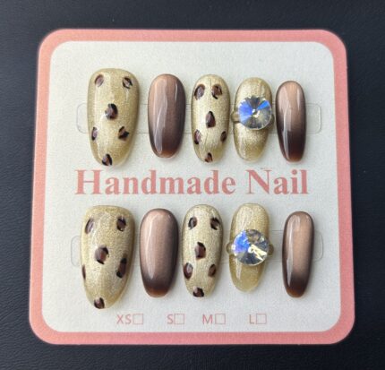 Leopard Print Y2K Girly Cat-Eye Wearable Nails（A-E-01）